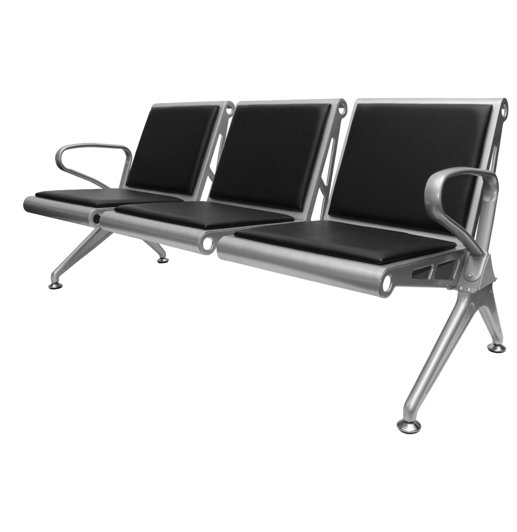 PU Leather Visitor Bench SJ-708L in Blue, 3-Seater