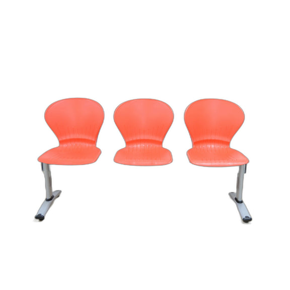 3- seater waiting Bench in hard plastic Colours:Red and Blue - JS-03 PE-001-3