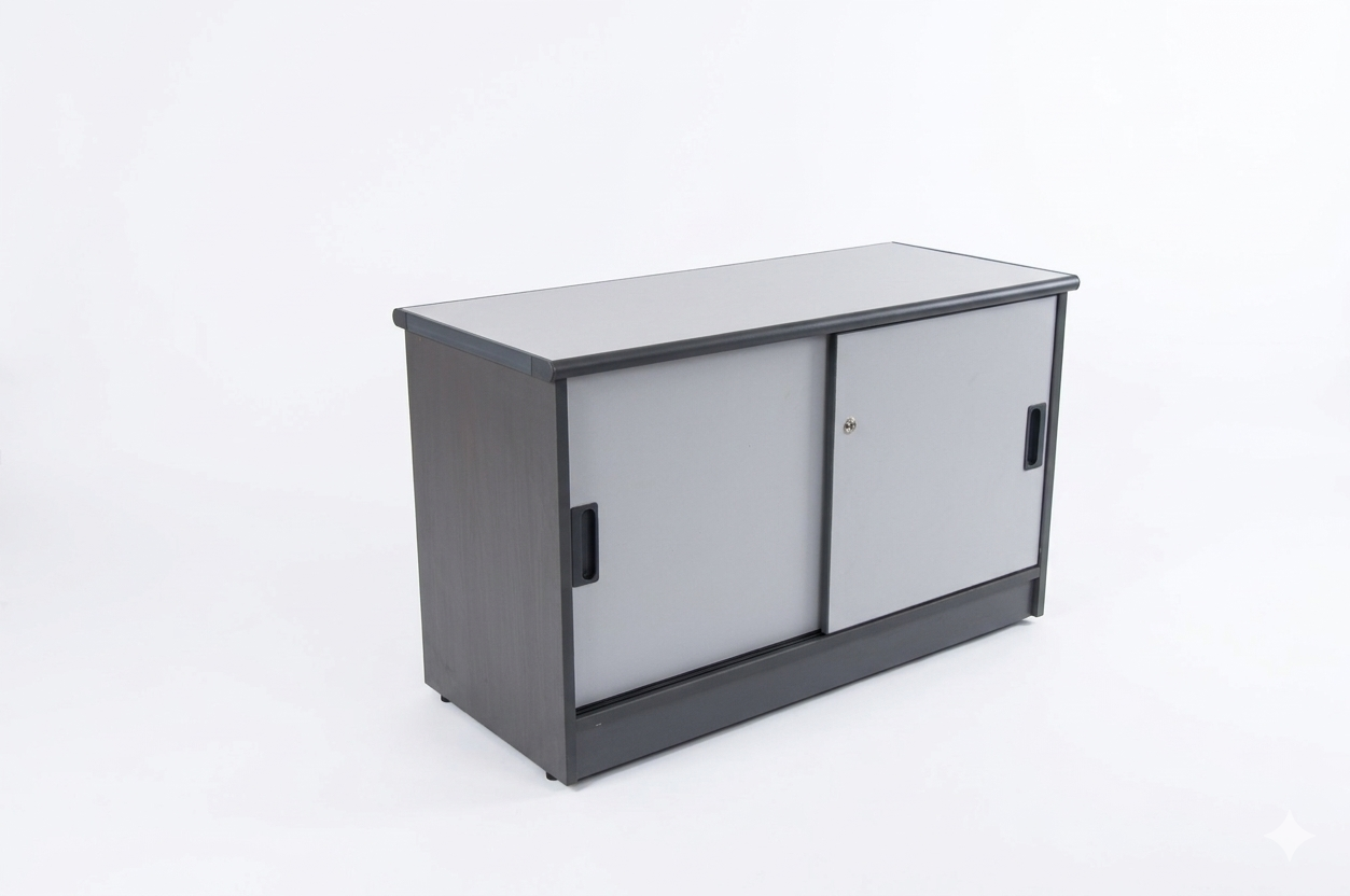 Side Cabinet / Credenza - Sliding Doors - Grey