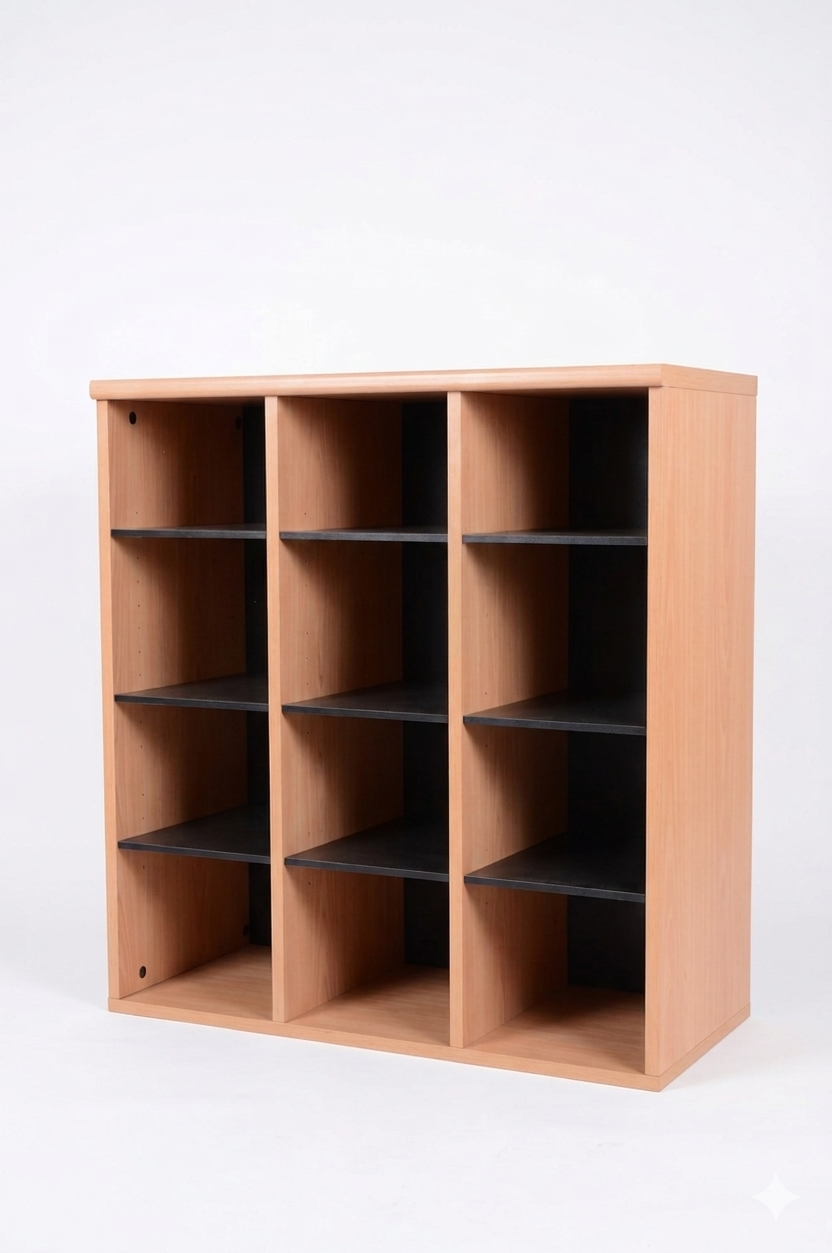 Pigeon Hole Storage - 12 Compartments - Beech