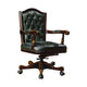Medium-Back Antique Swivel Chair – Leather, Grey – B10#