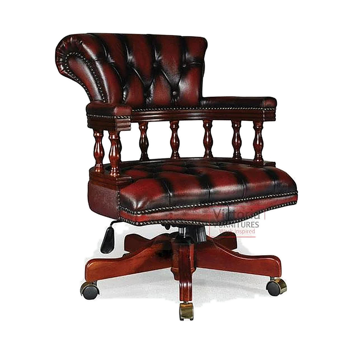 Low-Back Antique Swivel Chair – Grey – W033