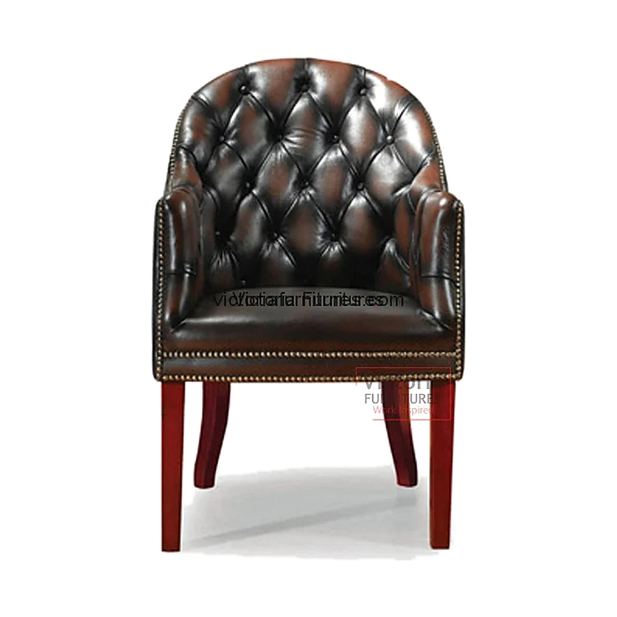 Antique 4-Leg Chair – Leather, Red – VC141