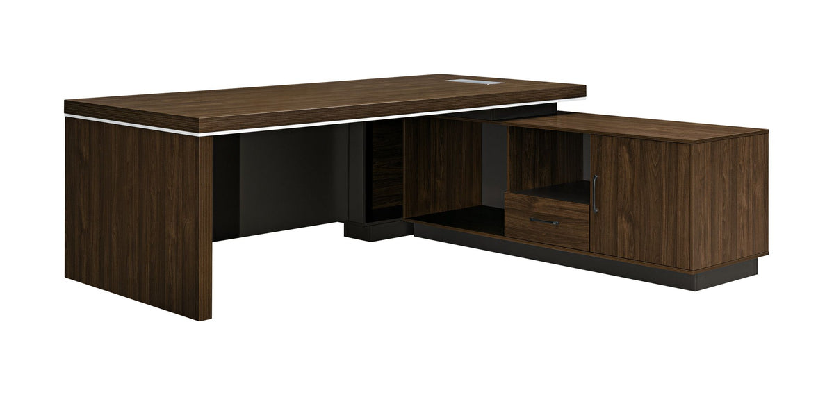 Executive Desk – 2000x1600mm, Walnut/Dark Grey – EDEN-A2032A