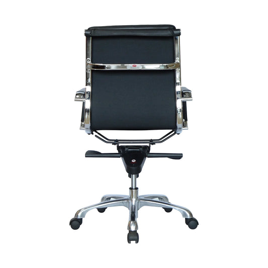 Medium-Back Swivel Office Chair – PU Leather, Black – SUNNY MP