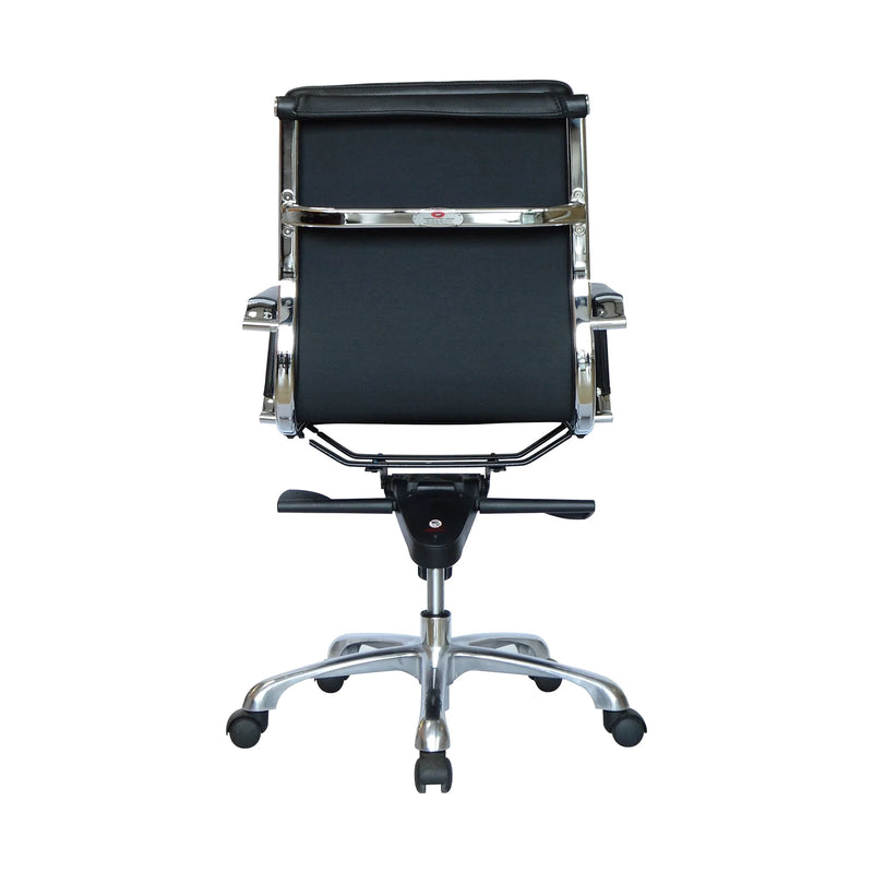 Medium-Back Swivel Office Chair – PU Leather, Black – SUNNY MP