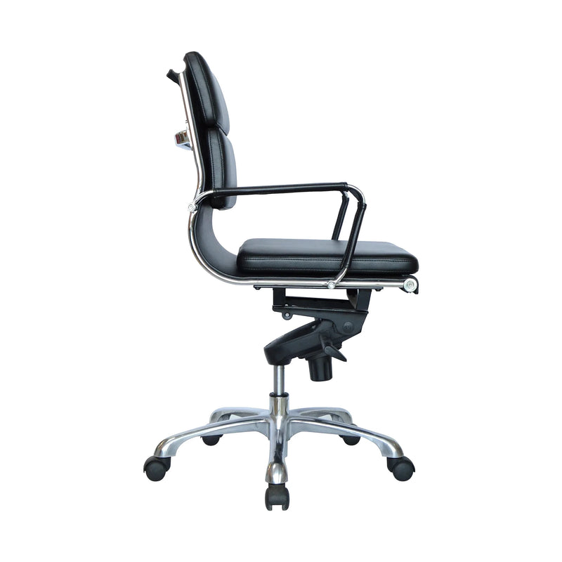 Medium-Back Swivel Office Chair – PU Leather, Black – SUNNY MP