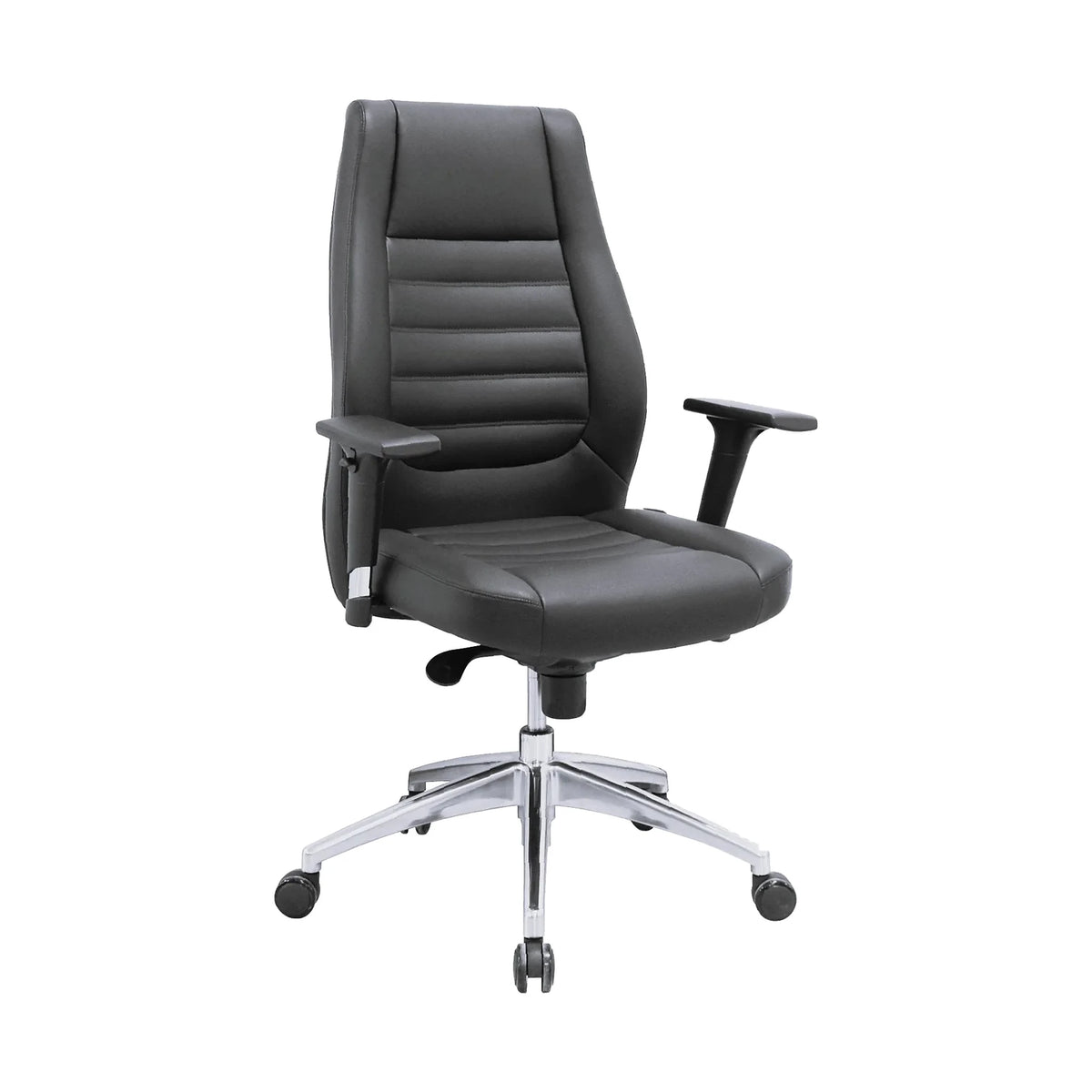Medium-Back Office Chair – PU Leather, Black – D-007B