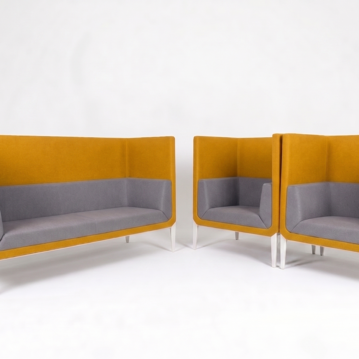 Fabric Booth Sofa SJ5204H in Yellow, 1-Seater – view 3