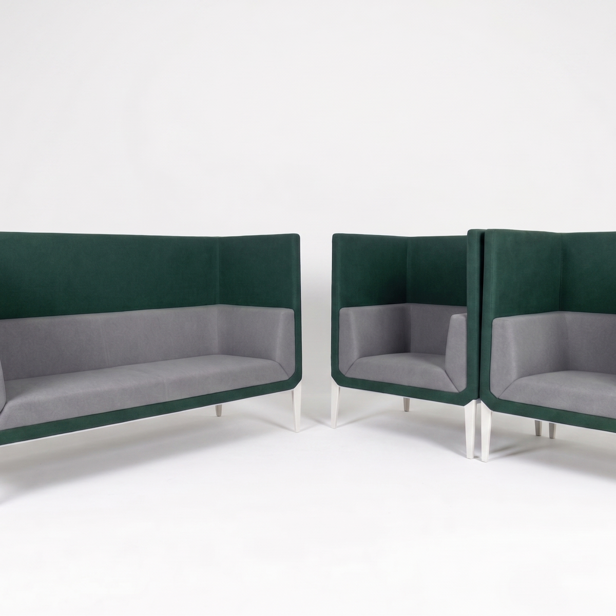Fabric Booth Sofa SJ5204H in Green, 1-Seater – view 2