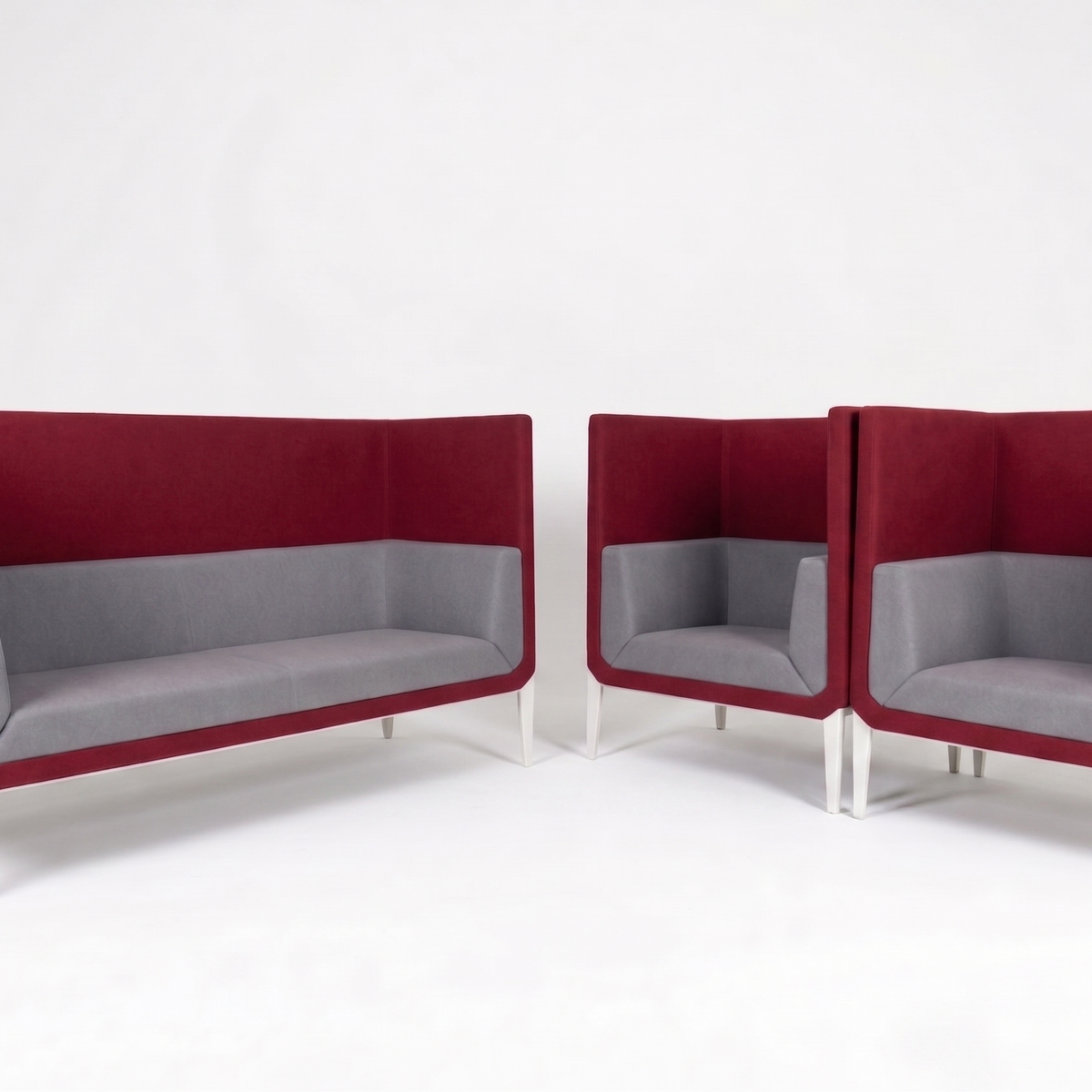 Fabric Booth Sofa SJ5204H in Maroon, 1-Seater – view 4