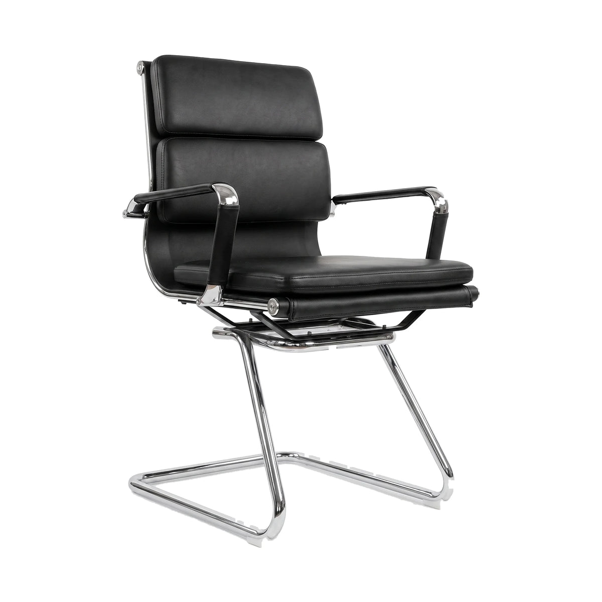 Visitor Cantilever Chair – PU Leather, Black – SUNNY VP