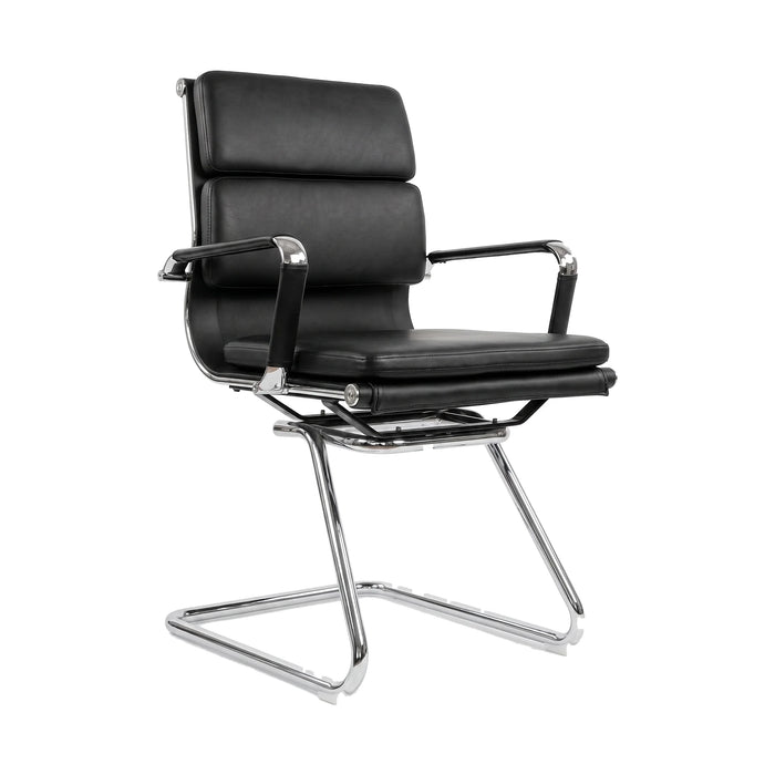 Visitor Cantilever Chair – PU Leather, Black – SUNNY VP