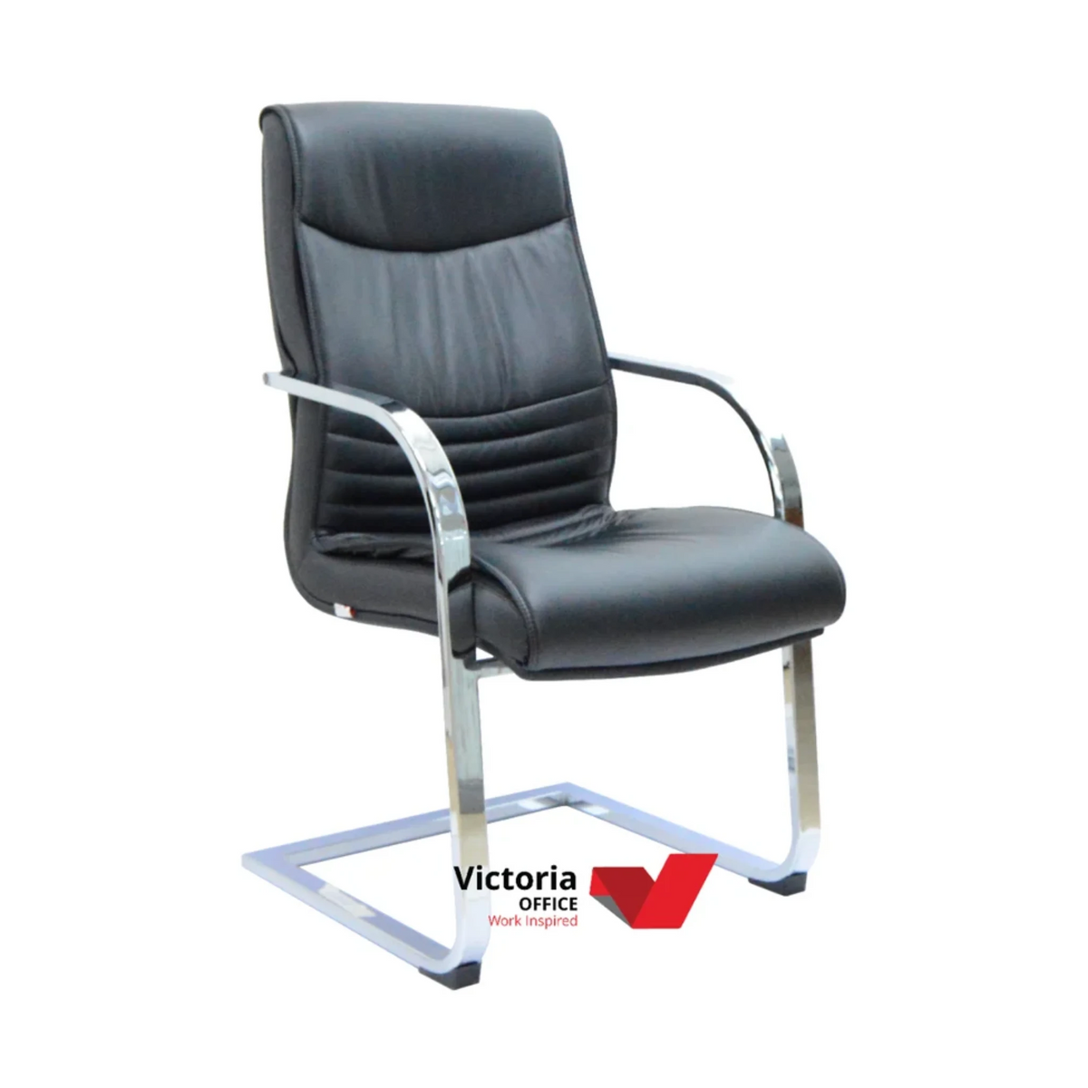 Visitor Cantilever Chair – PU Leather, Black – V2153
