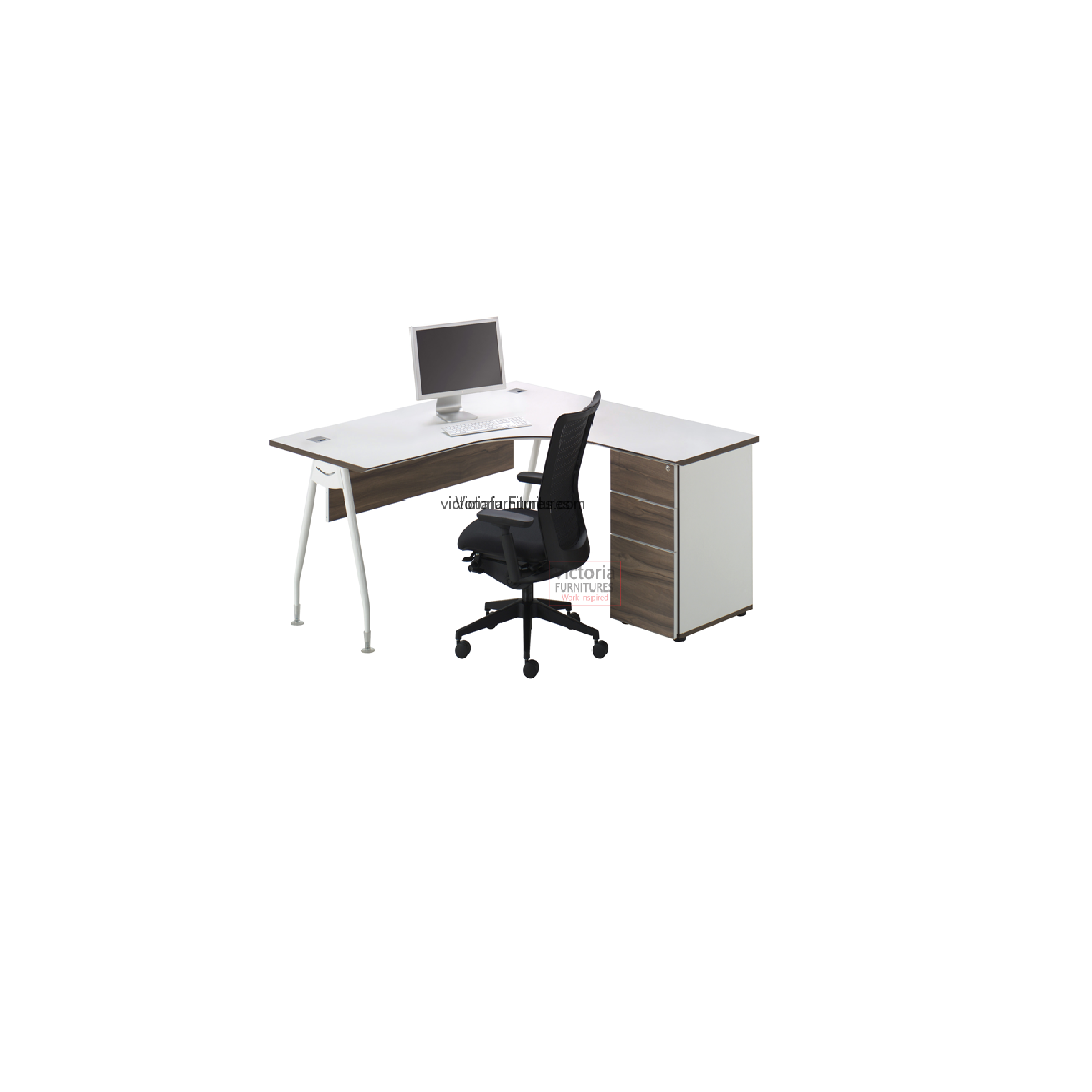 UN 1616 - L SHAPED DESK WITH DRAWERS image 0