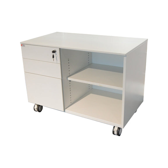 Desk return in metal with open cabinet and lockable drawer - CC-KD11