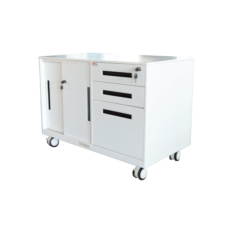 Desk return in metal with sliding door cabinet and drawer unit lockabl - CC-KD10