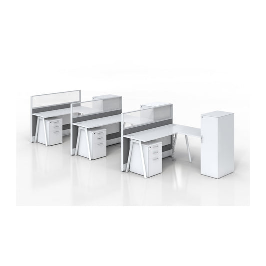 Metal Executive Desk with Side Return DG11-D03 Series in Dark Hickory/Dark Grey, 1600x1400mm – view 2