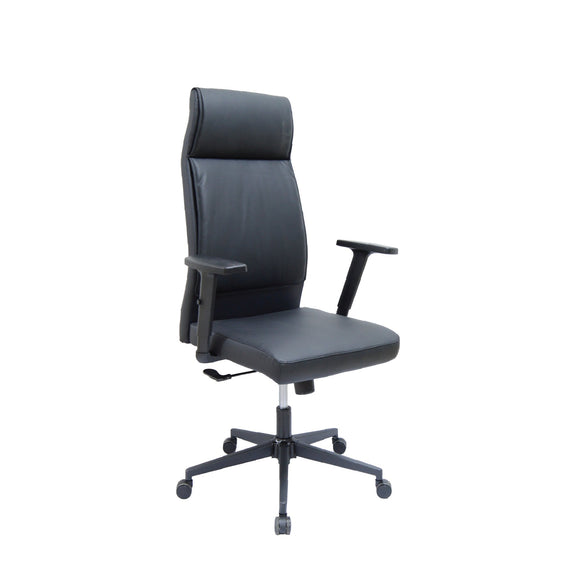 High back PU chair with adjustable arms on swivel nylon base Colours: - AB-621A
